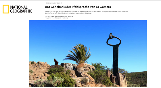 290321 Publicación sobre el Silbo Gomero en la versión web alemana de National Geographic
