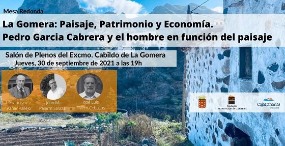 280921 Cartel Mesa Redonda La Gomera. Paisaje, patrimonio y economía. Pedro García Cabrera