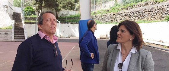Pedro Negrín y Ana Dorta durante la visita al CEO Mario L´hermet
