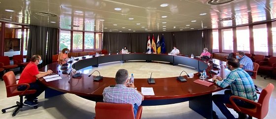 Imagen de archivo de una reunión del presidente, Casimiro Curbelo, con los alcaldes y alcaldesa de La Gomera