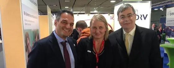 Promocionando La Gomera en la ITB de Berlín. Fernando Mendez con el Sr. Jürgen Büchy, presidente de la DRV Deutscher ReiseVerband