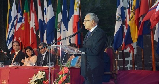 Casimiro Curbelo en el acto institucional de las Jornadas Colombinas de 2018