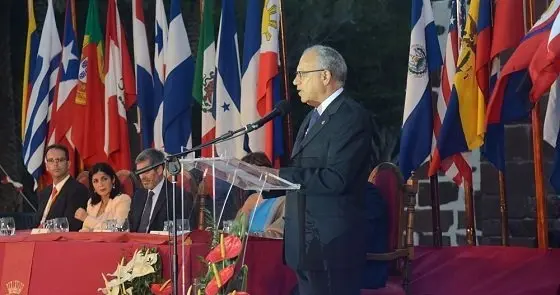 Casimiro Curbelo en el acto institucional de las Jornadas Colombinas de 2018